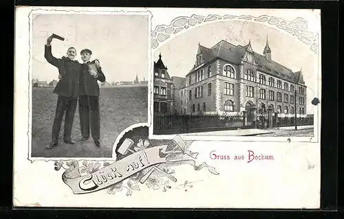 AK Bochum, Gebäudeansicht, Bergmänner