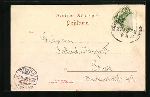 AK Bochum, Kaiser Wilhelm-Platz mit Ober-Realschule