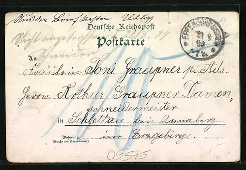 Lithographie Eppendorf i. S., Teilansicht, Kirche, Gebäudeansicht