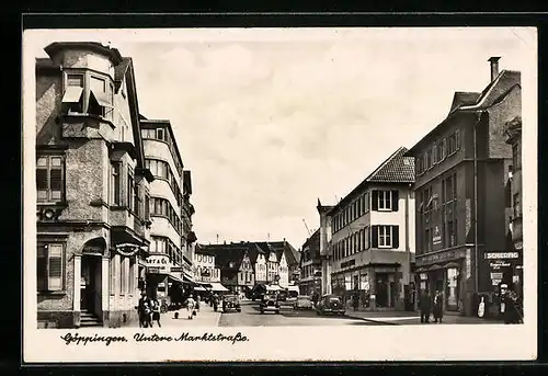 AK Göppingen, Untere Marktstrasse mit Geschäften