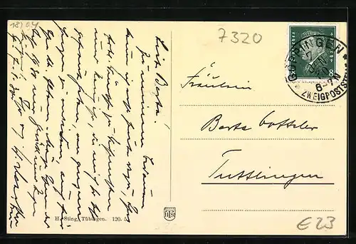 AK Göppingen, Poststrasse mit Geschäften