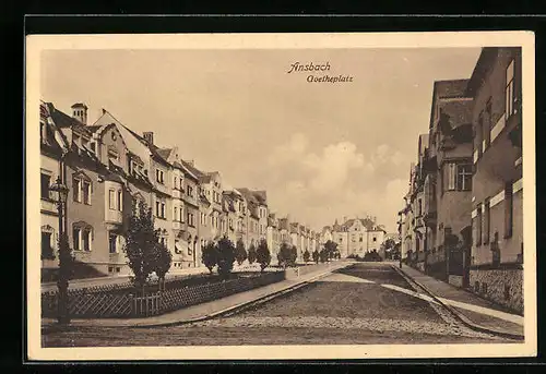 AK Ansbach, Goetheplatz mit Bäumen