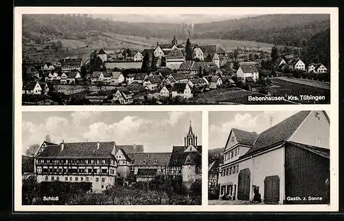 AK Bebenhausen, Gasthaus zur Sonne, Schloss und Fernansicht