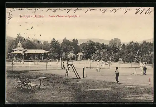 AK Baden-Baden, Blick auf den Lawn Tennis Spielplatz