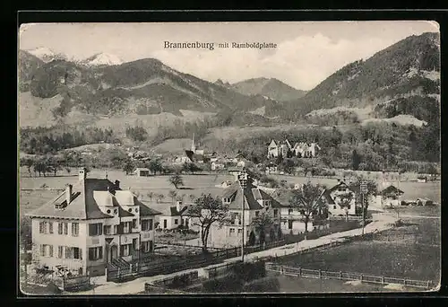 AK Brannenburg, Ortspartie mit Ramboldplatte, Villen
