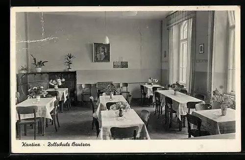 AK Bautzen, Innenansicht der Kantine der Zollschule