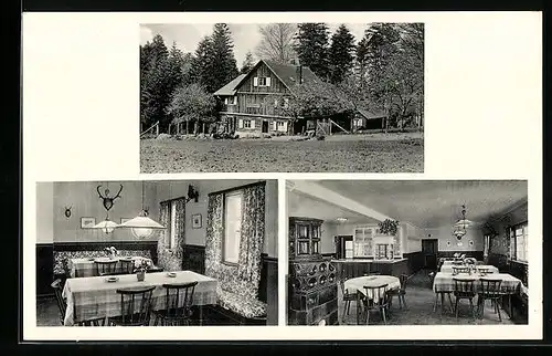 AK Scherrhof, Blick auf das Gasthaus Waldhaus Scherrhof mit Innenansicht