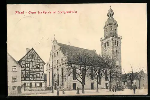 AK Altdorf, Oberer Markt mit Stadtpfarrkirche