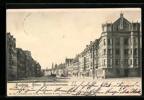 AK Augsburg, Blick in die obere Maximilianstrasse