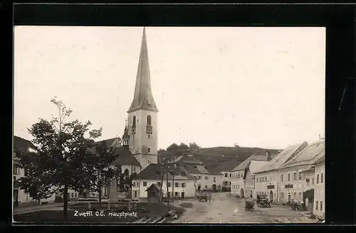 AK Zwettl, Hauptplatz mit Kirche