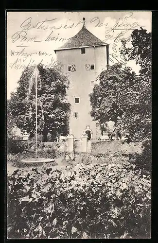 AK St. Jakob a. Th., Schlossrestaurant vom Garten gesehen