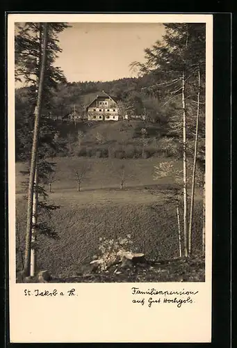 AK St. Jakob a. Th., Blick zur Familienpension auf Gut Hochgols