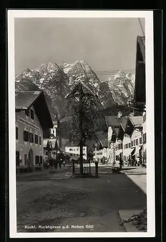 AK Kuchl, Hoher Göll aus der Marktgasse betrachtet