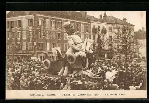 AK Chalon-sur-Salone, Fêtes de Carnaval 1932, Le Procès Verbal, Fasching