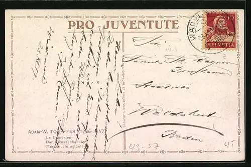 Künstler-AK Adam-W. Toepffer, Der Strassenhändler, Pro Juventute