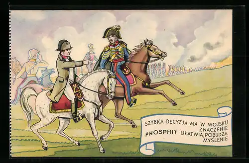 Künstler-AK Napoleon zu Pferd, Phosphit Spiess, Medikament