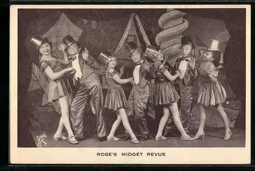 AK Rose`s Midget Revue, Liliputaner in Tanzkostümen