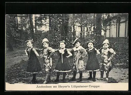 AK Andenken an Heyer`s Liliputaner-Truppe