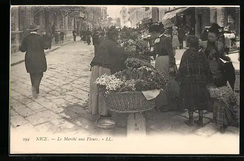 AK Nizza / Nice, Le Marché aux Fleurs, Blumenverkäuferin