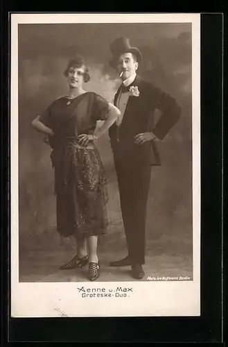 AK Komiker Aenne u. Max, Groteskes Duo