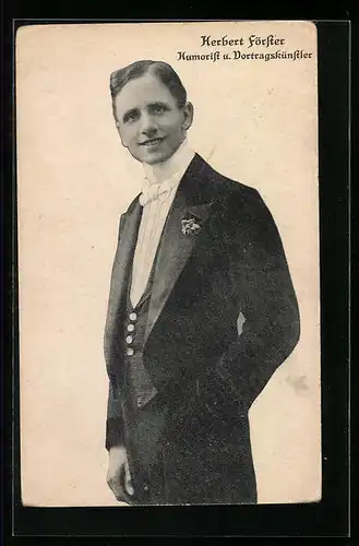 AK Komiker Herbert Förster, Humorist und Vortragskünstler