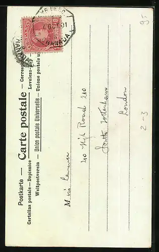 Lithographie Schweden, La Poste en Suède, Postbote entsteigt dem Fährboot