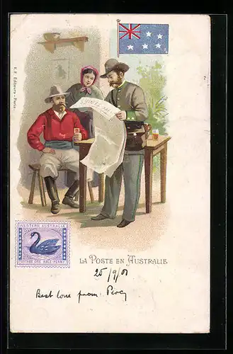 Lithographie La Poste en Australie, Brief