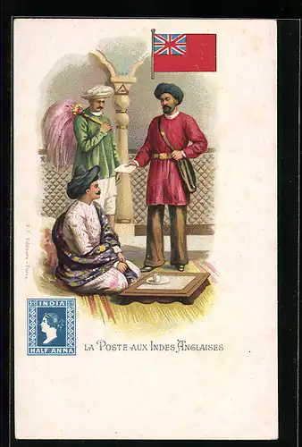 Lithographie La Poste aux Indes Anglaises, Postbote, Brief