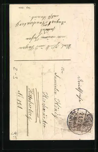 Präge-AK Neujahrsgruss, Postbote mit Briefen