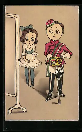 AK Student in vollem Wichs vor dem Spiegel