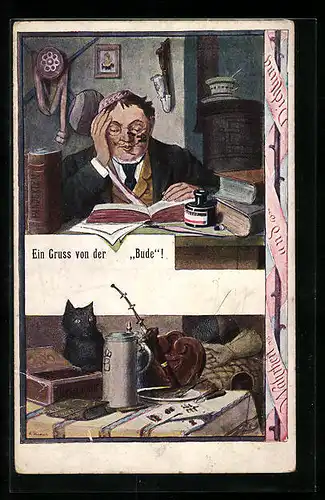 AK Student beim Studium in seiner Bude