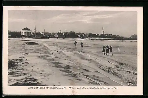 AK Mitau, Teilansicht von der Eisenbahnbrücke aus