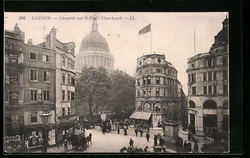 AK London, Cheapside and St-Paul`s Chruchyard