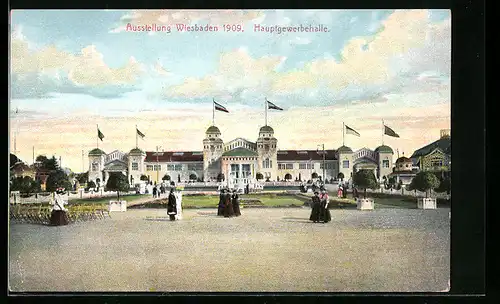 Lithographie Wiesbaden, Ausstellung 1909, Hauptgewerbehalle