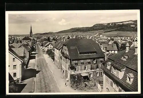AK Spaichingen, Bahnhofstrasse mit Restaurant zum Bahnhof
