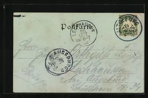 Mondschein-AK Altötting, Ortsansicht mit Umland