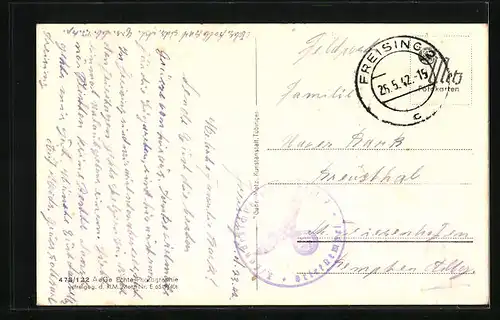 AK Freising, Ortsansicht aus der Vogelschau