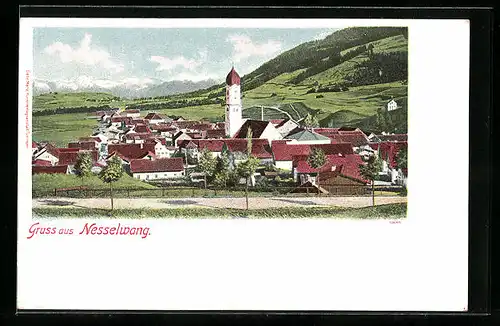 AK Nesselwang, Ortsansicht mit Umland