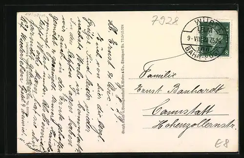 AK Giengen a. Br., Fliegeraufnahme des Ortes