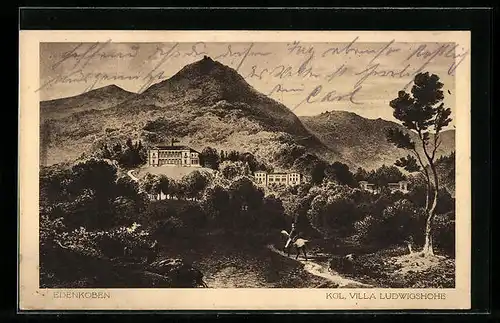 AK Edenkoben, Kgl. Villa Ludwigshöhe mit Berg