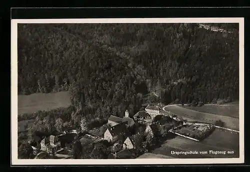 AK Schelklingen, Kloster Urspring und Urspringschule vom Flugzeug aus