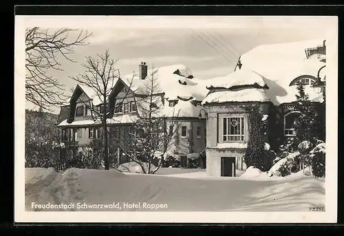 AK Freudenstadt /Schwarzwald, Hotel Rappen im Winter