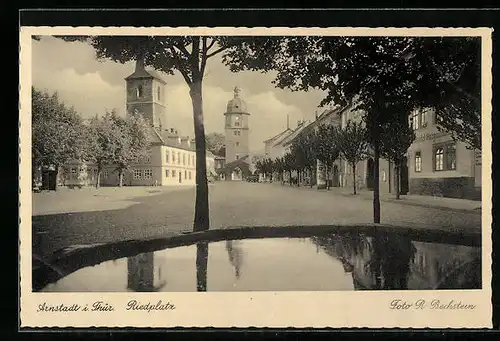 AK Arnstadt i. Thür., Strassenpartie am Riedplatz