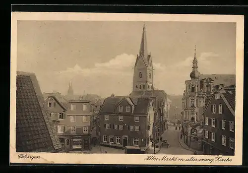 AK Solingen, alter Markt m. alter evang. Kirche