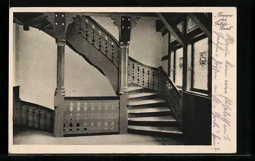 AK Nordhausen, Gildehaus Finkenburg, Treppen im Gilde-Saal