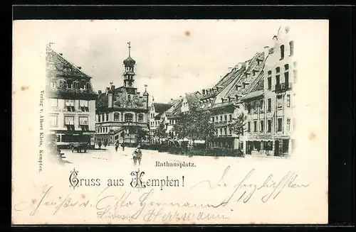 AK Kempten, Strassenpartie am Rathausplatz