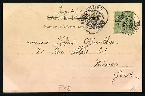 Lithographie Auch, Escalier Monumental, Cathédrale, Vue Générale, Wappen