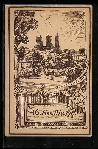 Künstler-AK Hamburg, Teilansicht, Dritter Divisionstag der ehem. Ang. 46. Res. Div. 1917