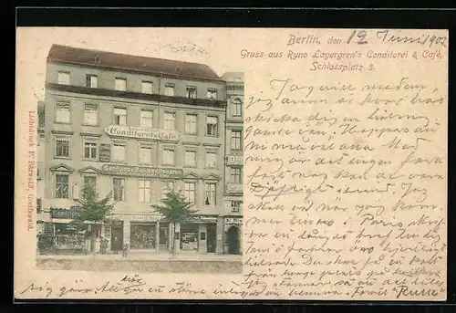 AK Berlin, Ryno Lagergren`s Konditorei & Café, Schlossplatz 3