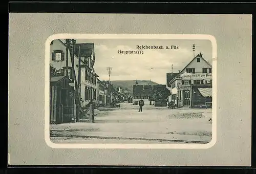 AK Reichenbach a. Fils, Hauptstrasse mit Restaurant zur Post